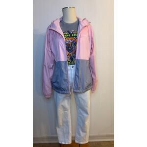 Columbia Pink Gray Lightweight Windbreaker Jacket Hooded Zip Up Women’s M